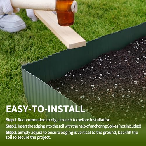 Garden 20 Feet Corrugated Edging (Silver-Narrow Wave / 8"x20')