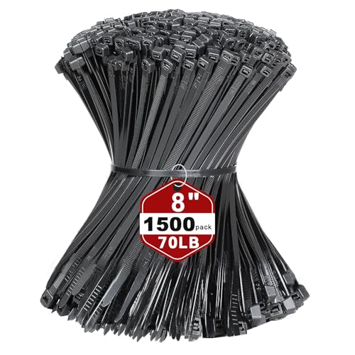 8 Inch Black Nylon Zip Ties (8" (70lb))