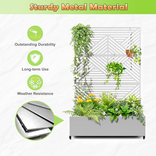 Metal Raised Garden Bed (White-zodiac / 71" x 47" x 16")