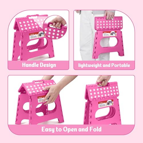 11" Folding Step Stool for Kids and Adults (Rose Red / 11 Inch)