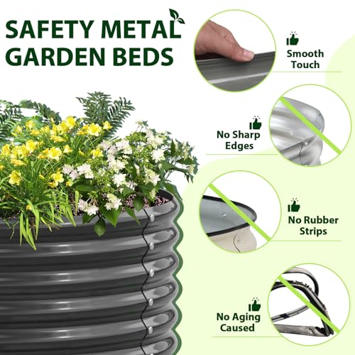 Anleolife 6 Bed 4ft Round & 6x3ft Rectangle Raised Bed Set