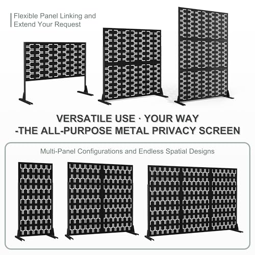 Metal Privacy Screen for Outdoor & Indoor (71"H×47"W / Black Brick)