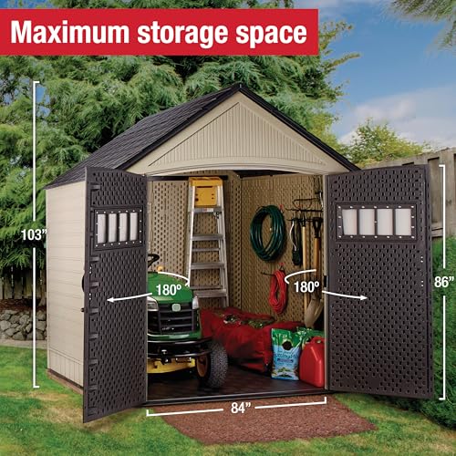 Resin Outdoor Storage Shed (7'x7' / Light Brown)