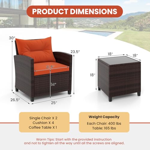 3 Pieces Patio Furniture Set