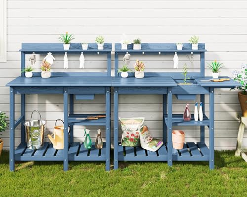 Outdoor Potting Bench Set of 2 with Sink