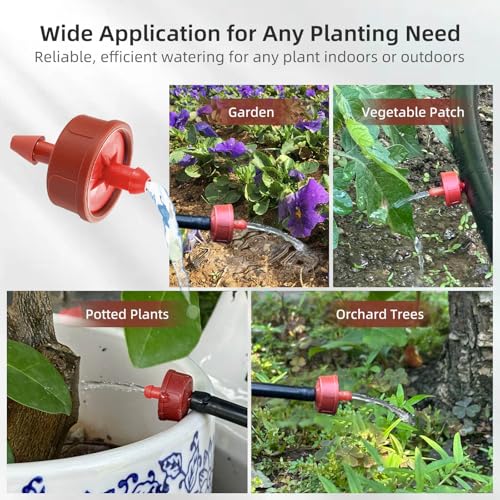300PCS Mixed GPH Pressure Compensating Drip Irrigation Spot Watering Drippers (0.25/0.5/1/2/4 GPH / Mixed 300PCS)