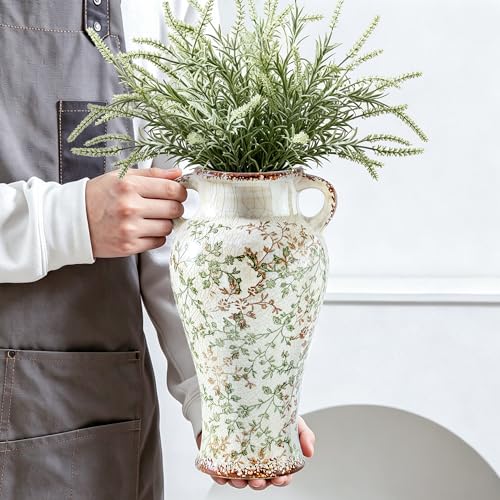 Large Ceramic Vase (04-green and Beige -12.6 in)