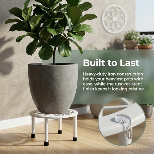 Metal Plant Stand Indoor Outdoor (White)