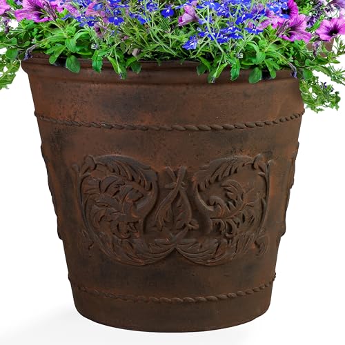 Sunnydaze Arabella 19.5'' Plastic Planter Pot for Plants (Rust / 19.5 in)