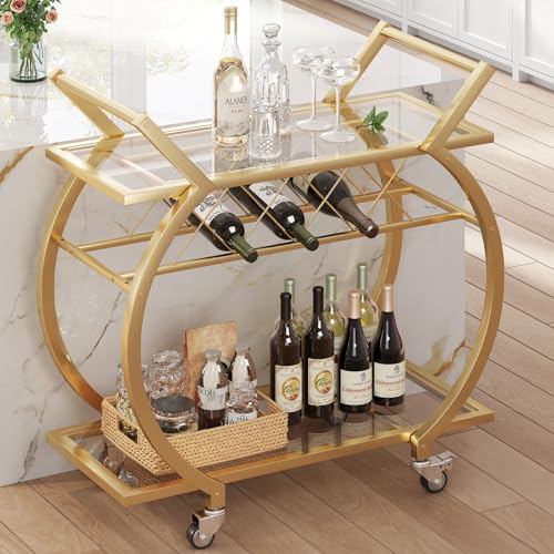 Gold Bar Cart with Glass (Gold)