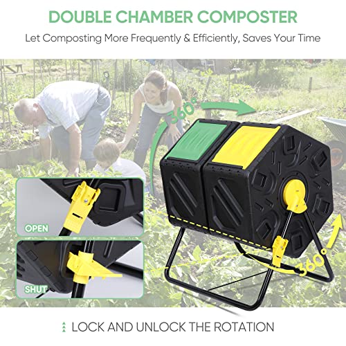 Dual Chamber 37 Gallon Compost Tumbler All
