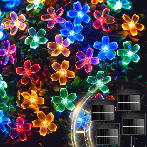 60 LED Flower Solar String Lights Outdoor Waterproof (Multicolor / 4 Pack)