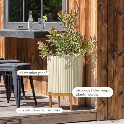 Demi Series Round Planter w (Sand/Brown / 16 inch)