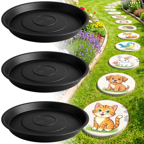 3PCS Round Stepping Stone Mold (12.6"/3PCS / Black)