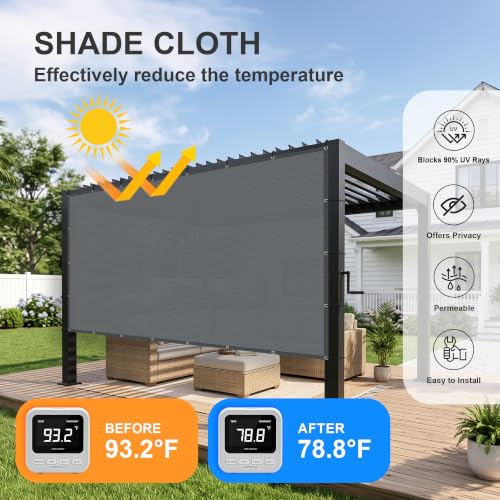 Shade Cloth 7x17 FT Sun Shade (7' x 17' custom size / Dark Grey)