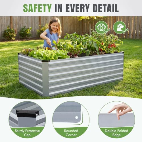 Galvanized Metal Raised Garden Bed 6×3×2FT (Silver / 6×3×2ft)