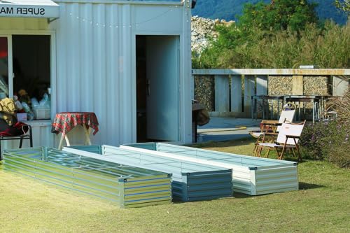 12x2x1.5FT Galvanized Raised Garden Beds Kit Large Outdoor Metal Gardening Planter Box for Vegetable Elevated Flower Herbs (Silver(1 Pack) / 12x2x1.5FT)
