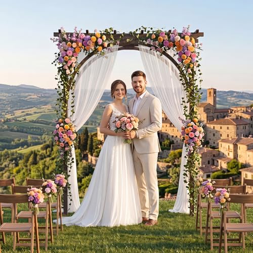 85" Wooden Garden Arch Trellis (63"W x 85"H / Dark Brown)