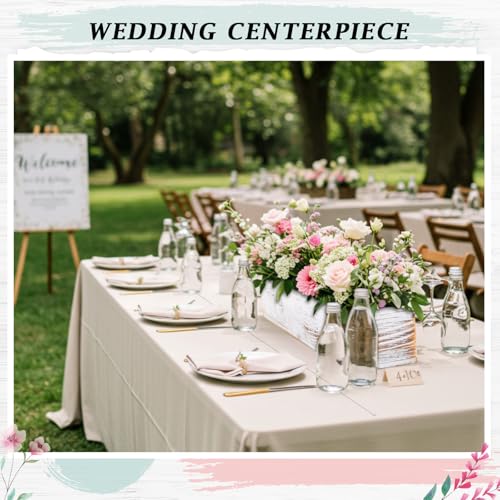 12 Set Wood Boxes for Centerpieces 16x4 Inch Rectangle Wooden Planter Rustic Wooden Planters with Removable Plastic Liner Floral Foam Blocks for Christmas Wedding Home Decor (16 x 4 Inch / White)