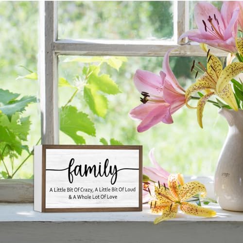 Family a Little Bit of Crazy Wooden Box Sign Desk Decor (Family a Little Bit of Crazy)