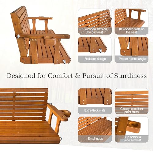 Wooden Porch Swing 3 (Cedar Tone / 5.5 FT Extra Large)