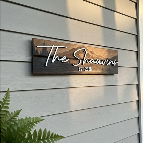 Custom Mountain Family Name Sign (Small)
