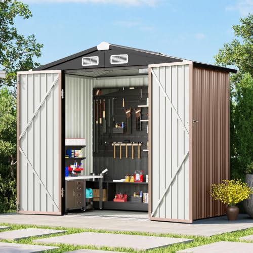 6x4FT Outdoor Storage Shed Brown (Brown / 6' x 4')