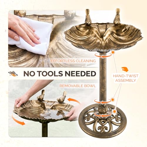 Pedestal Bird Bath with Solar Fountain (Copper shell)