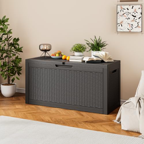 75 Gallon Outdoor Storage Box Waterproof Deck Box for Patio (Black / 75 Gallon)