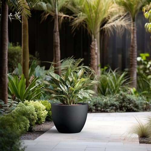 Black Concrete Planter 13" Tall All (Burnished Black / 17.3"Dia x 13"H)