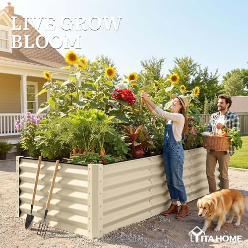 8x4x3ft Large Raised Garden Bed Kit (Cream Yellow / 8x4x3ft)