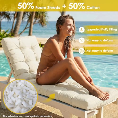 Outdoor Chaise Lounge Chair Cushion (Cream / 72x22.4x4.7)