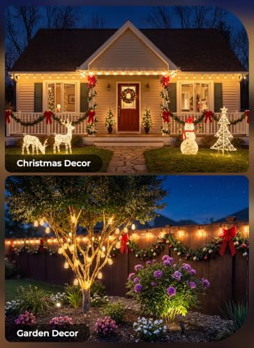 52FT Solar String Lights Outdoor Waterproof (52FT(15 Sockets))