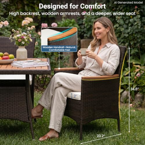 5 Pieces Patio Dining Sets (Brown- Beige / 5-Pieces)