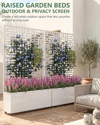 Metal Planter Box with Trellis (White / 1pc)
