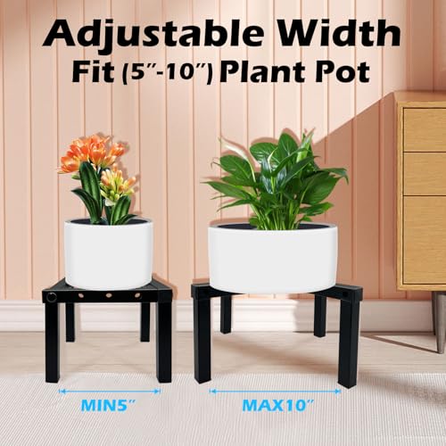 4 Pcs Four Legs Adjustable Metal Plant Stand for 5" (3 - Mini / Mini 4Pcs Black 5-10")