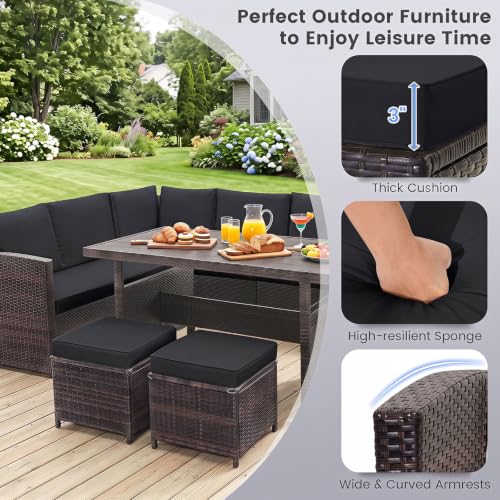 7 Pieces Wicker Patio Furniture Set (7 Pieces / Mix Brown & Black)
