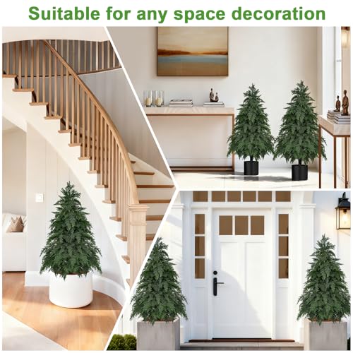 2Pack Fake Cypress Topiary Trees with Pot (3FT/36IN)