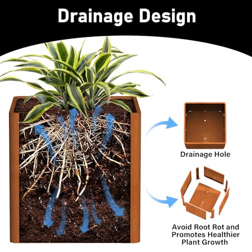 Corten Steel Planters Outdoor 24"x24"x25"