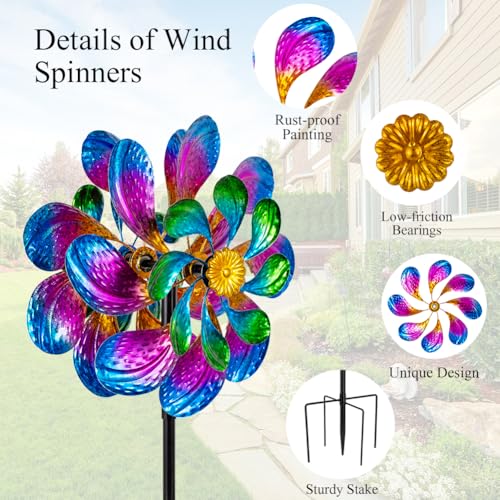 Metal Wind Spinners Outdoor (13'' Purple)