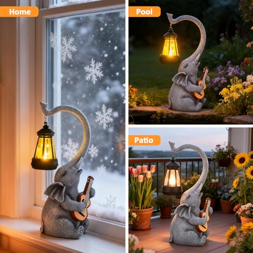 Solar Outdoor Garden Statue Elephant with LED Lights (Elephant Statue)