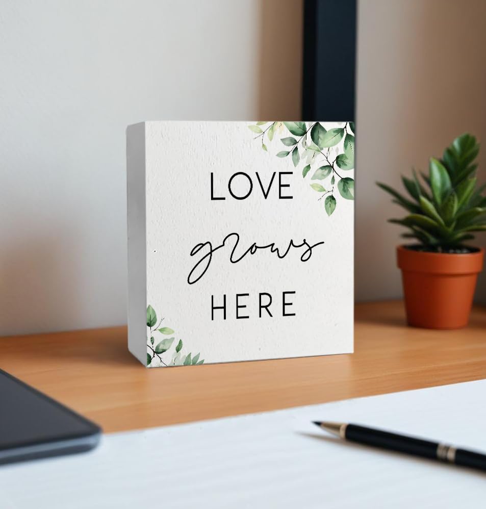 Love Grows Here Funny Bathroom Wooden Box Sign (R)