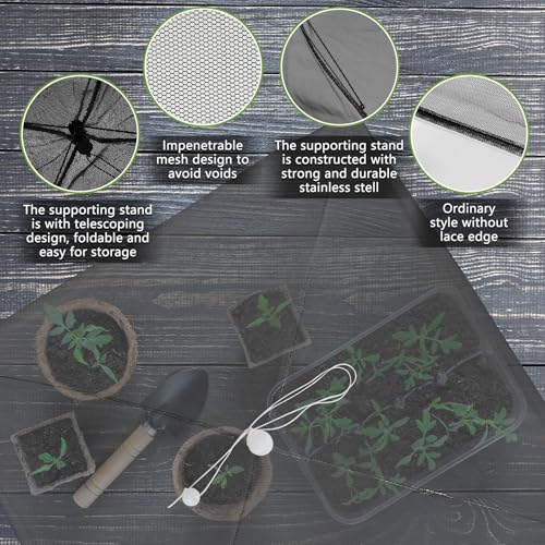 4 Pack Mesh Plant Cover Dome Tent Protector (17 x 17 Inch / Black)