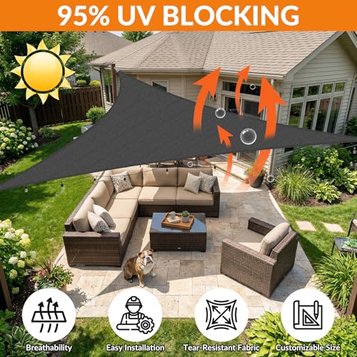 17'X26' Sun Shade Sail Dark Gray Curved Square Customizable (Dark Gray / 17'X26' custom)