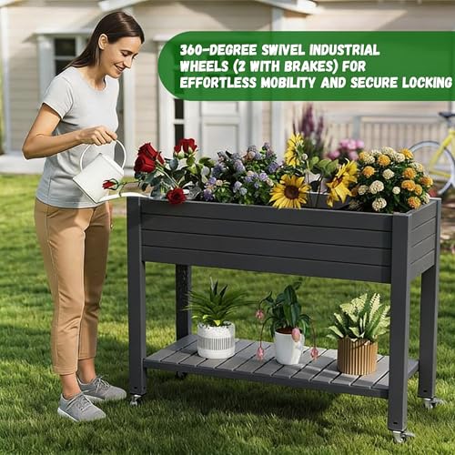Elevated Raised Garden Bed with Legs (Black / 43.31*17.72*33.66)
