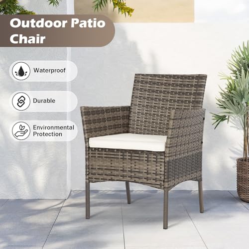 4 Piece Patio Furniture Set (Gray and Khaki / 4-Piece)