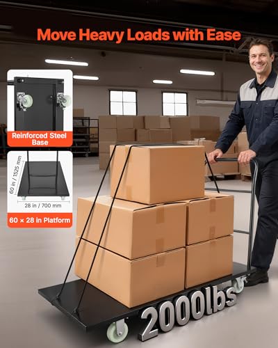 2000 LBS Heavy Duty Platform Truck (60.0 x 27.6 x 42.9 in/1525 x 700 x 1090 mm)