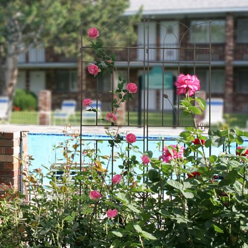 4 Pack Metal Garden Trellis 71" Brown Fence Rustproof Garden Trellis for Climbing Plants Support Roses Flower Outdoor Lawn (4 Count)