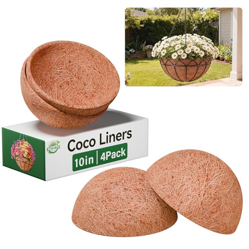 4 Pack 10 Inch Coconut Liners for Hanging Baskets Replacement (10inch)