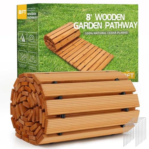 8' Wooden Garden Pathway (8ft (L) x 22in (W) / Natural-straight)